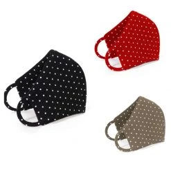Set Of 3 Face Masks Polka Dots Black, Beige, Red By Aggi