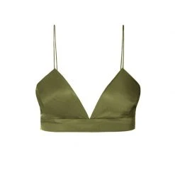 Asha Satin Olive Branch Bralette Top By Aggi