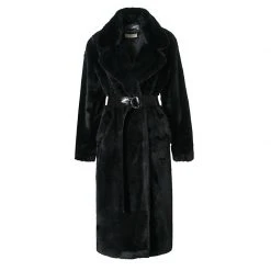 Kylie Warm Black Faux Fur Coat By Aggi