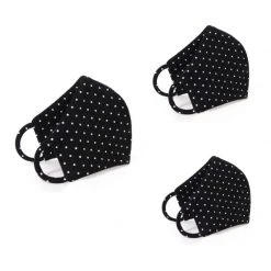 Set Of 3 Face Masks Polka Dots Black By Aggi